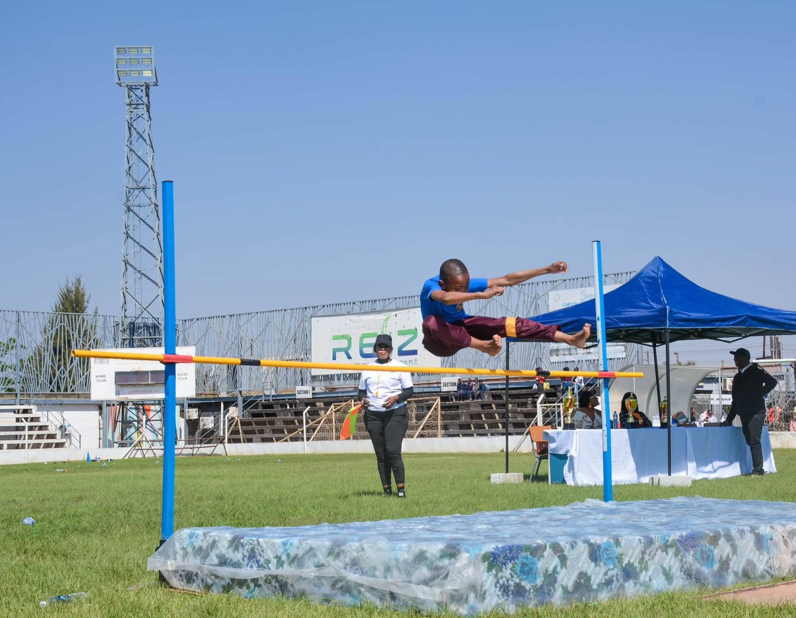 A pupil competing in the high jump on Sports Day